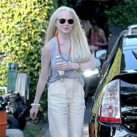 Lindsay Lohan showing off her styled hair as she leaves Byron n Tracey salon | Picture 68970